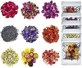 img 1 attached to 🌺 YoleShy Dried Flower Herbs Kit for Bath, Soap Making, Candle Making - 9Bag Include Dried Lavender, Rose Petals, Jasmine Flower, Gomphrena Globosa and More - Natural and Organic