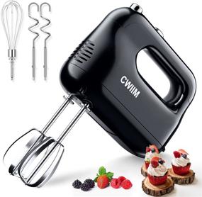 img 4 attached to 🌀 CWIIM Hand Mixer Electric: 5-Speed Portable Handheld Mixer with Eject Button and Stainless Steel Attachments - Perfect for Whipping Cream, Cake and Cookies - Black