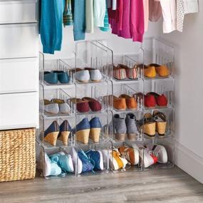 img 2 attached to 📦 mDesign Stackable Shoe Storage Organizer - Organize Men's and Women's Shoes in Closet - Holds 2 Pairs Each - 6 Pack - Clear