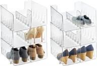 📦 mdesign stackable shoe storage organizer - organize men's and women's shoes in closet - holds 2 pairs each - 6 pack - clear logo