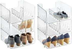 img 4 attached to 📦 mDesign Stackable Shoe Storage Organizer - Organize Men's and Women's Shoes in Closet - Holds 2 Pairs Each - 6 Pack - Clear