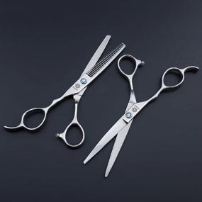 img 3 attached to 💇 Professional Left-Handed Hairdressing Cutting Scissor and Thinning Scissors Set - 5.5/6.0 inch, Ideal for Left-Handed Hairdressers (Silver)