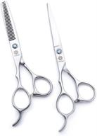 💇 professional left-handed hairdressing cutting scissor and thinning scissors set - 5.5/6.0 inch, ideal for left-handed hairdressers (silver) logo