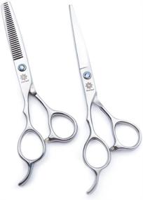 img 4 attached to 💇 Professional Left-Handed Hairdressing Cutting Scissor and Thinning Scissors Set - 5.5/6.0 inch, Ideal for Left-Handed Hairdressers (Silver)