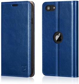 img 4 attached to 📱 Belemay Cowhide Genuine Leather Wallet Case for New iPhone SE 2020 (2nd Gen) - RFID Blocking, Blue, Slim Fit