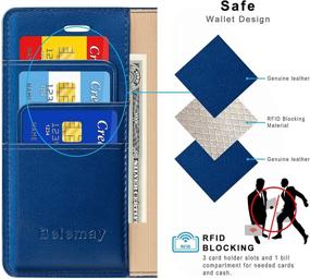 img 3 attached to 📱 Belemay Cowhide Genuine Leather Wallet Case for New iPhone SE 2020 (2nd Gen) - RFID Blocking, Blue, Slim Fit