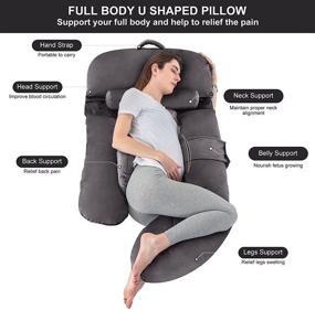 img 3 attached to 🤰 LUXETILE 60in U Shaped Pregnancy Pillow for Women - Full Body Maternity Pillow for Better Sleep, Detachable Pregnancy Body Pillow, Waist/Leg/Belly/Neck Support (Velvet-Dark Grey)