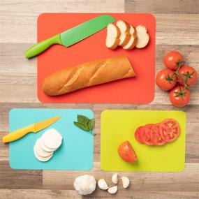 img 1 attached to Premium Ultra Thick Cutting Boards Set (8 Piece) for Kitchen Prep, Slip-Resistant Flexible Cutting Mat Bundle, Dishwasher Safe, BPA Free Plastic Vibrant Chopping Mats for Meat and Vegetables
