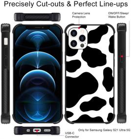 img 1 attached to 🐮 Stylish Cow Print iPhone 12 Pro Max Case: Slim Hybrid Design with Full Protection & Lanyard Strap Holder for Women and Girls (6.7 Inch)