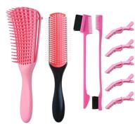 💇 cospack detangling brush set: 4-piece kit for shaping, defining curls, & blow-drying - cushion nylon bristle brushes, detangler brush, 2 edge brushes, and 5 hair clips included logo