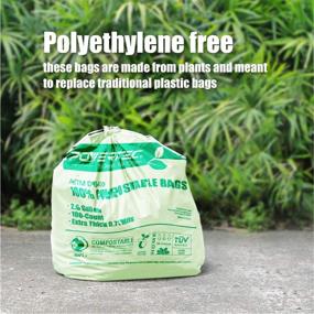 img 1 attached to 🌱 POWERTEC Compostable Bags – ASTM D6400 Certified, 100 Count, 9.84 Liter - 2.6 Gallon Trash Bags, US BPI and European OK Compost Home Certified, 100% Sustainable Green Products