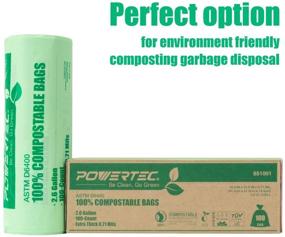 img 3 attached to 🌱 POWERTEC Compostable Bags – ASTM D6400 Certified, 100 Count, 9.84 Liter - 2.6 Gallon Trash Bags, US BPI and European OK Compost Home Certified, 100% Sustainable Green Products