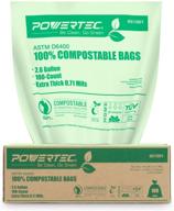 🌱 powertec compostable bags – astm d6400 certified, 100 count, 9.84 liter - 2.6 gallon trash bags, us bpi and european ok compost home certified, 100% sustainable green products logo