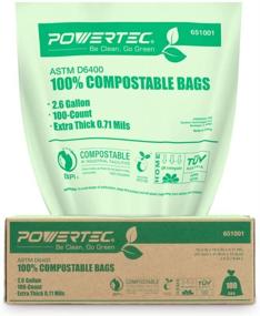 img 4 attached to 🌱 POWERTEC Compostable Bags – ASTM D6400 Certified, 100 Count, 9.84 Liter - 2.6 Gallon Trash Bags, US BPI and European OK Compost Home Certified, 100% Sustainable Green Products