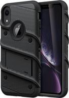 📱 zizo bolt case for iphone xr - black: rugged design with kickstand and lanyard logo