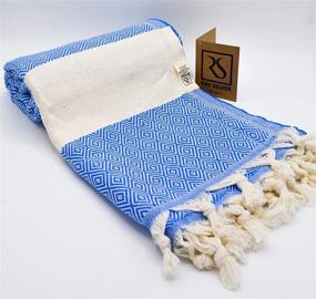 img 4 attached to Ray Silver Diamond Turkish 100% Cotton Bathroom Towels: Large Luxury & Quick Dry Towel for Travel, Camping, Bath, Sauna, Beach, Gym, Yoga, Pool & Home Decor (71x40, Thin & Lightweight) - Saxe Blue