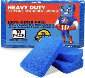 img 4 attached to 🧽 10 Pack of STK Heavy Duty Silicone Scrubbers - Modern Kitchen Sponges with Zero Smell Technology - Long-lasting Kitchen and Dish Scrubber - Silicone Sponge 10x More Durable