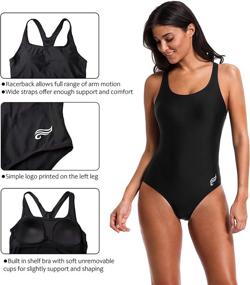 img 2 attached to 👙 ATTRACO Women's Sporty Racerback One-Piece Swimsuit for Training and Aquatic Activities