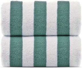 img 1 attached to 🏖️ Towel Bazaar 100% Cotton Turkish Cabana Striped Pool/Beach 30'' by 60'' Large Towels - Sea Green Delight for a Relaxing Poolside or Beach Experience