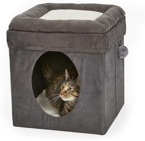 img 3 attached to Gray Cat Cube with Cat Bed Topper - New World, 15.5L x 15.5W x 16.5H