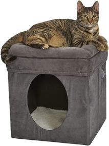 img 4 attached to Gray Cat Cube with Cat Bed Topper - New World, 15.5L x 15.5W x 16.5H