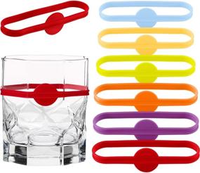 img 4 attached to 🍷 Set of 24 Drink Markers: Silicone Wine Glass Charms for Easy Cup Identification, Glass Bottle Strip Tags, Perfect Cocktail and Party Solution for Guests