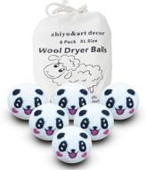 🐼 6 pack of xl organic wool dryer balls - reusable & eco-friendly fabric softener balls for laundry - white panda home washing ball logo