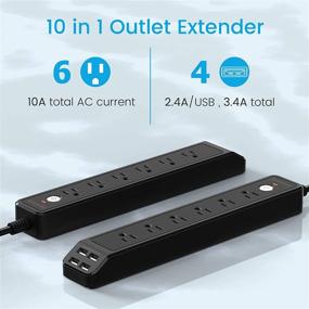 img 3 attached to 💪 Superior Power Strip Surge Protector with 6 Outlets, 4 USB Ports | Wall Mountable, 5ft Extension Cord | Ideal for Home, Office, Dorm, Travel | Black