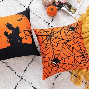 img 3 attached to 🎃 Dreamcountry Halloween Pillow Covers: 18x18 Inches Set of 4 Linen Decorative Throw Pillow Covers for Sofa Couch, Farmhouse, Outdoor & Room Halloween Decorations