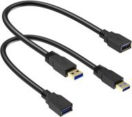 🔌 удлинитель usb 3.0 xxone, 1 фут (30 см) - 2 штуки, переходник мужской на женский для быстрой передачи данных 5 гбит/с - совместим с клавиатурой, мышкой, флеш-драйвом, принтером - прочный оплетенный дизайн. логотип