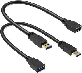 img 4 attached to 🔌 Удлинитель USB 3.0 Xxone, 1 фут (30 см) - 2 штуки, переходник мужской на женский для быстрой передачи данных 5 Гбит/с - совместим с клавиатурой, мышкой, флеш-драйвом, принтером - прочный оплетенный дизайн.