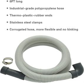 img 2 attached to 🌊 6 Ft Flexible Corrugated Universal Dishwasher Drain Hose with Elbow - Replacement Discharge Hose - Includes Clamp - TT FLEX