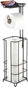 img 4 attached to 🚽 Enhance Your Bathroom with the zccz Toilet Paper Holder Stand: Free Standing, Black, with Shelf for Cell Phone & Mega Rolls