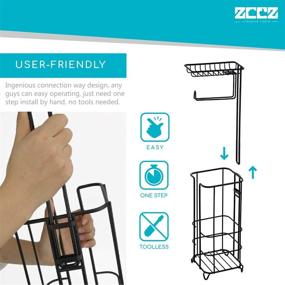 img 1 attached to 🚽 Enhance Your Bathroom with the zccz Toilet Paper Holder Stand: Free Standing, Black, with Shelf for Cell Phone & Mega Rolls