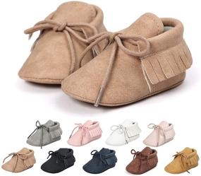 img 4 attached to Premium Soft Sole Tassel Moccasin Sneakers for Infant Baby Boys and Girls - First Walker Shoes with Anti-Slip Feature