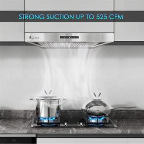 img 3 attached to 🔥 SINGLEHOMIE 30 Inch Under Cabinet Range Hood: Powerful 525 CFM Stainless Steel Vent Hoods with Sensor Touch Control, LED Lights, and Baffle Filters
