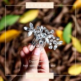 img 2 attached to Enhance Your Bridal Look with the Jakawin Crystal Hair Comb HC042 (Silver): Exquisite Wedding Hair Accessories for Women and Girls