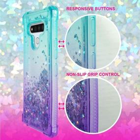 img 1 attached to 🦋 ZASE Design Liquid Glitter LG K51 Reflect Phone Case - Gradient Aqua Purple with 3D Floating Butterflies & Waterfall Quicksand Effect