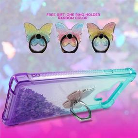 img 2 attached to 🦋 ZASE Design Liquid Glitter LG K51 Reflect Phone Case - Gradient Aqua Purple with 3D Floating Butterflies & Waterfall Quicksand Effect