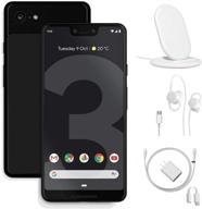 google pixel 3 unlocked smartphone bundle set: 64gb memory 📱 cell phone, just black, with charging stand, wired earbuds, and google charger logo