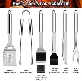 img 3 attached to 🔥 ProaStar 31Pcs BBQ Grill Accessories Set: Stainless Steel Tools, Carrying Bag, Thermometer, Ideal for Camping/Backyard Grilling