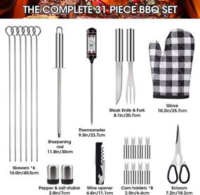 img 2 attached to 🔥 ProaStar 31Pcs BBQ Grill Accessories Set: Stainless Steel Tools, Carrying Bag, Thermometer, Ideal for Camping/Backyard Grilling