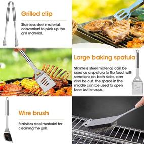 img 1 attached to 🔥 ProaStar 31Pcs BBQ Grill Accessories Set: Stainless Steel Tools, Carrying Bag, Thermometer, Ideal for Camping/Backyard Grilling