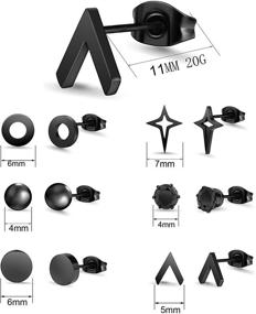 img 3 attached to 6 пар хирургической нержавеющей стали небольших геометрических гипоаллергенных несочетающихся сережек для женщин и девочек: крест, звезда, кубическая циркониевая вспышка, плоская стрелка, круг | идеально подходят для пирсинга ушей хряща