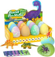 🌈 colorful easter egg bath bombs for kids - 12 fizzy bath eggs with dinosaur surprise, ideal for bubble baths & spa time. safe & fun bath fizz balls set, perfect for boys and girls' birthdays logo