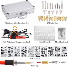 img 3 attached to 🔥 Suteck 42 PCS Wood Burning Kit: Pyrography Pen, 27 Soldering Embossing Tips, Adjustable Temperature Switch, Stencil Carving Knife