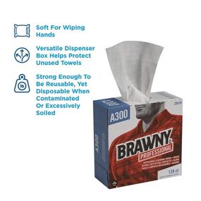 img 2 attached to 🧻 Brawny Professional A300 Disposable Cleaning Towel - GP PRO (Georgia-Pacific), 29518, White (128 Wipers per Box), 10 Boxes - Tall Box