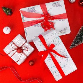 img 2 attached to 🎁 RUSPEPA Рождественская упаковочная бумага: белая с серебряным блестящим узором - набор из 4 рулонов, каждый размером 30 дюймов x 10 футов - идеально подходит для совершенной упаковки рождественских подарков.