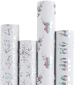 img 4 attached to 🎁 RUSPEPA Christmas Wrapping Paper: White with Silver Shiny Pattern - 4 Roll Set, 30Inch x 10Feet Each - Ideal for Perfect Christmas Gift Packaging