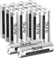 🔋 перезаряжаемые батареи sukai aa, 2800 мач 1,2 в высокопроизводительный ni-mh комплект батарей aa (16) - долговечные батареи с низким саморазрядом. логотип